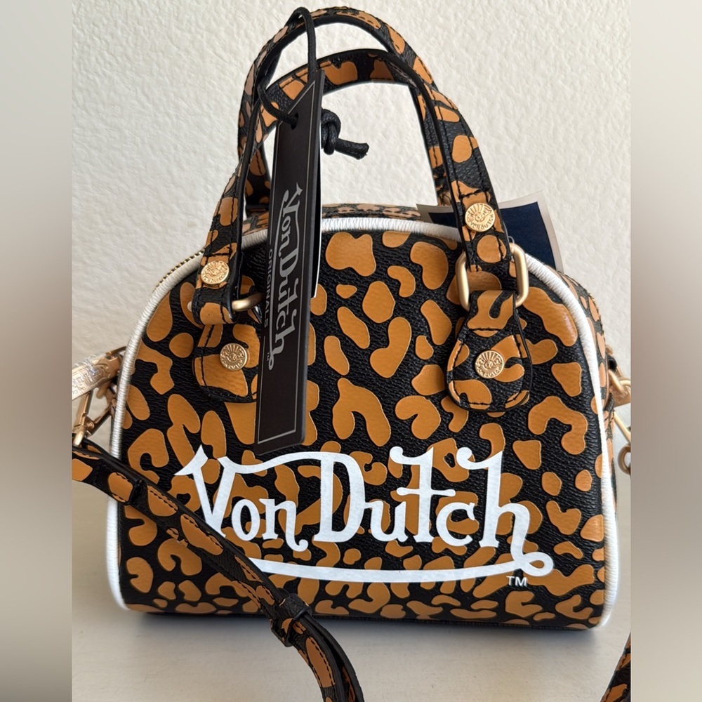 Von Dutch Small Bowling Bag Cheetah Print NWTs